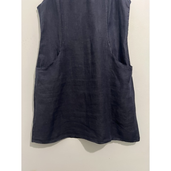 Lina Tomei Dress Women’s Large Blue Gray Linen Sleeveless Beaded Lagenlook Italy - Picture 6 of 14